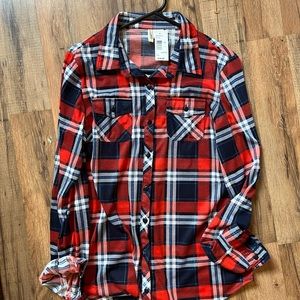 NWT! 🍁Women’s Large. Passport Red/navy plaid. Long sleeve.